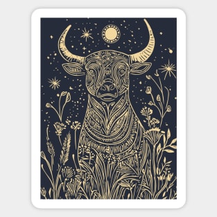 Celestial Sacred Bull – Mythical Power Under the Moon Sticker